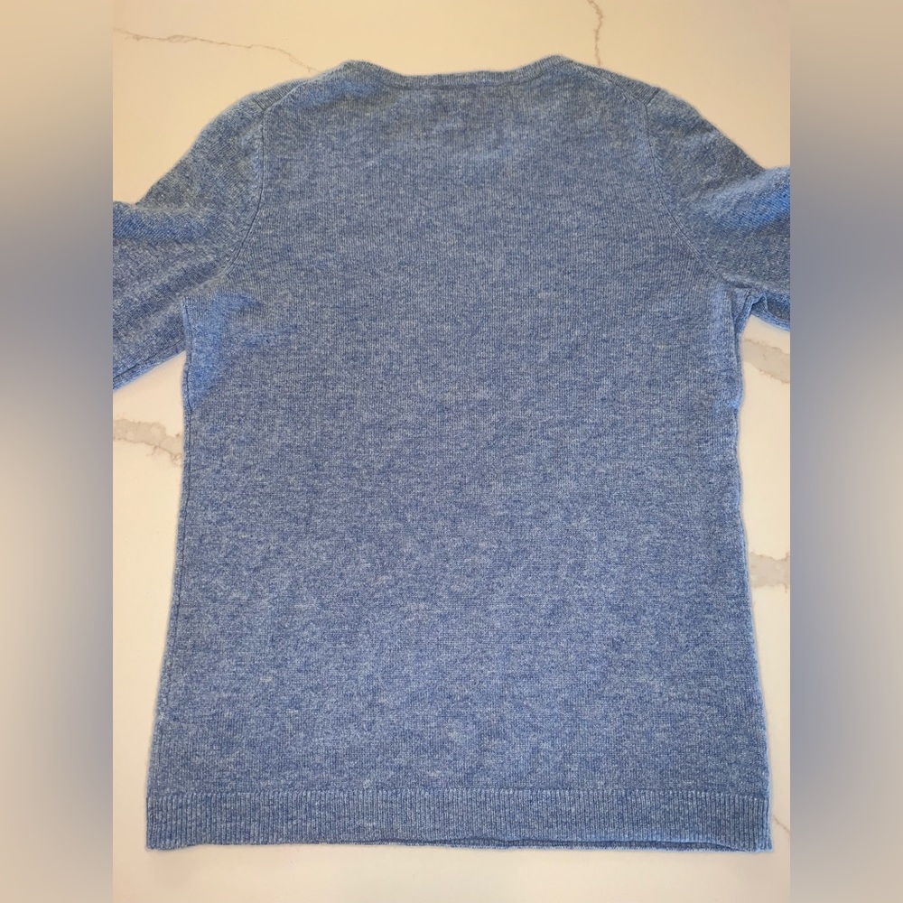 TALBOTS light blue heathered cashmere crewneck sweater, button cuff, size small - Picture 6 of 7